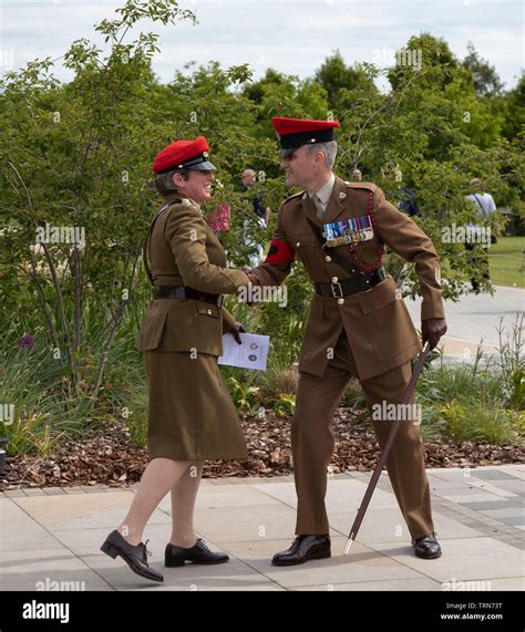 AIREWAS, ENGLAND. 01 JUNE 2019: Brigadier Vivienne Buck and Marc Thompson at the National ...