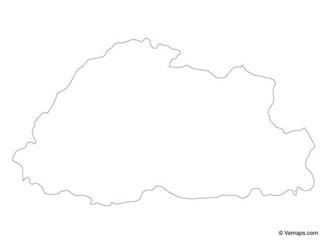 Outline Map of Bhutan | Free Vector Maps