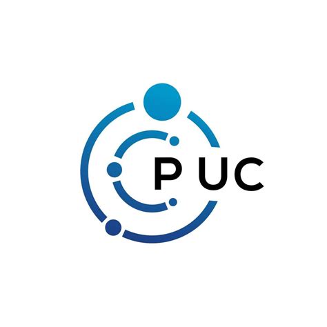 diseño de logotipo de tecnología de letras puc sobre fondo blanco. puc ...