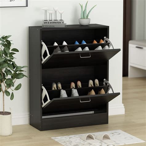 Buy FUFU&GAGA Shoe Cabinet with 2 Flip Drawers for Entryway, Modern Shoe Storage Cabinet ...