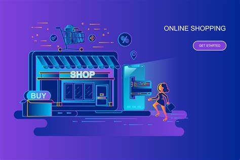 Modern gradient flat line concept web banner of online shopping 252837 ...