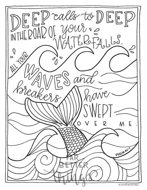 Bible Verse Coloring Page Psalm 42:7 Printable Coloring Page, Bible Coloring Page, Christian ...