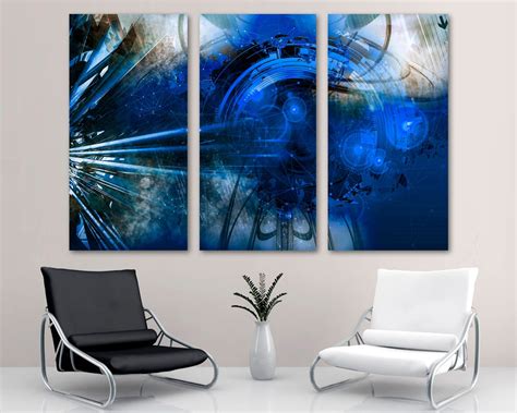 Abstract Wall Art technology Canvas Print. Blue digital art | Etsy