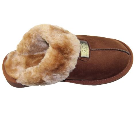 Womens Fur Lined Slippers Ladies Mules Non Slip Rubber Sole Shoes | eBay