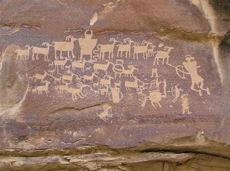 Fremont culture petroglyphs of big horn sheep, Nine Mile Canyon, Utah ...