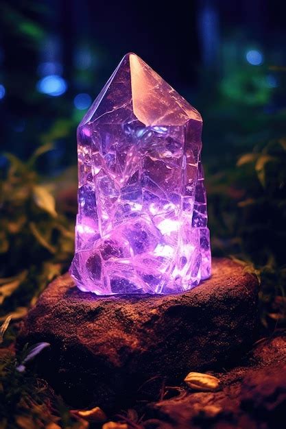 Premium AI Image | A purple crystal on a rock