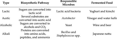 Classification of the major types of fermentation related to food ...