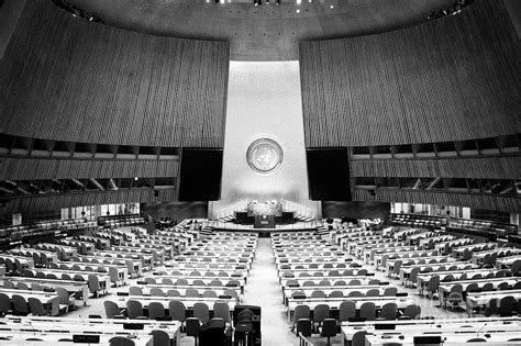 general assembly chamber hall at the United Nations headquarters building New York City USA ...