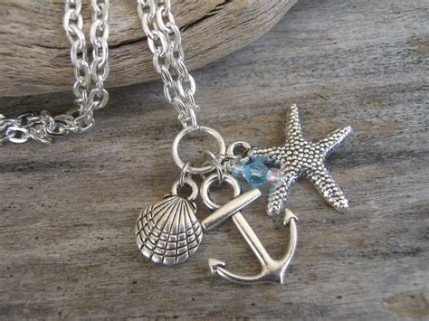 Anchor Beach Necklace Ocean Starfish & Shell Necklace - Etsy