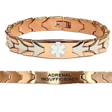 Adrenal Insufficiency Rose Gold and Silver Chevron Arrow Medical Alert ID Bracelet for Women - 7 ...