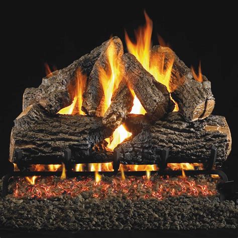 Peterson Real Fyre 24-Inch Charred Oak Gas Log Set With Vented Natural Gas G45 Burner - Match ...