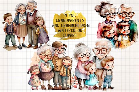 Grandparents and Grandchildren Watercolo Graphic by WaterColorArch · Creative Fabrica