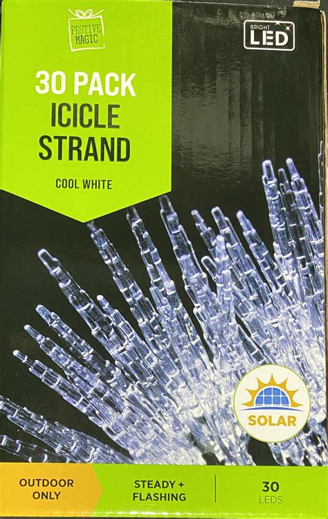 Solar LED Icicle Lights - Cool White