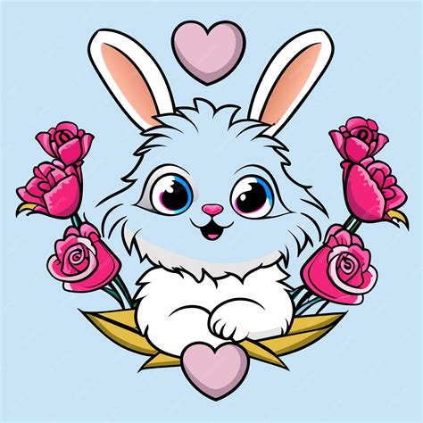 Premium Vector | Llustrate a charming fluffy bunny surrounded