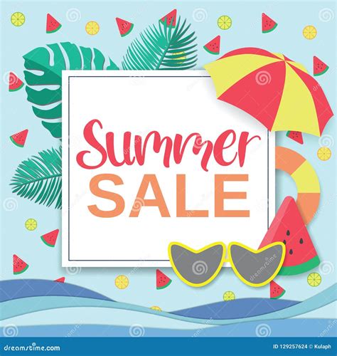 Summer Sale Banner, Poster Template. Summer Theme Stock Vector - Illustration of watermelon ...