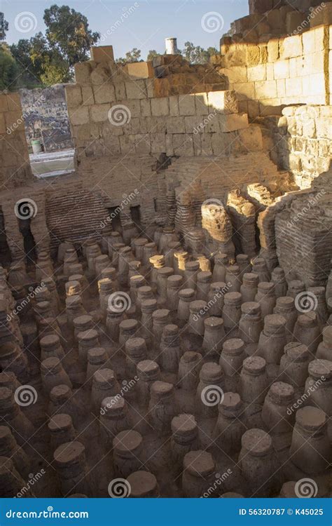 Ancient Pillars of Ruined Roman Temple in Beit Shean (Scythopoli Stock Image - Image of middle ...