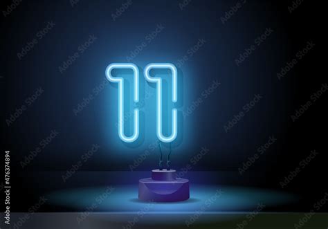 number 11 blue digital on black. Blue eleven neon sign, design template ...