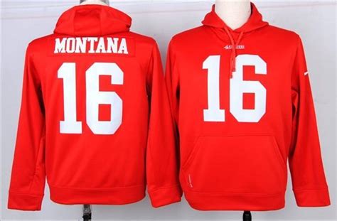 San Francisco 49ers 16 Joe Montana Pullover Red Hoodies ID:782424058 ...