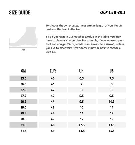 Giro Cycling Shoes Size Chart - New Product Recommendations, Prices ...