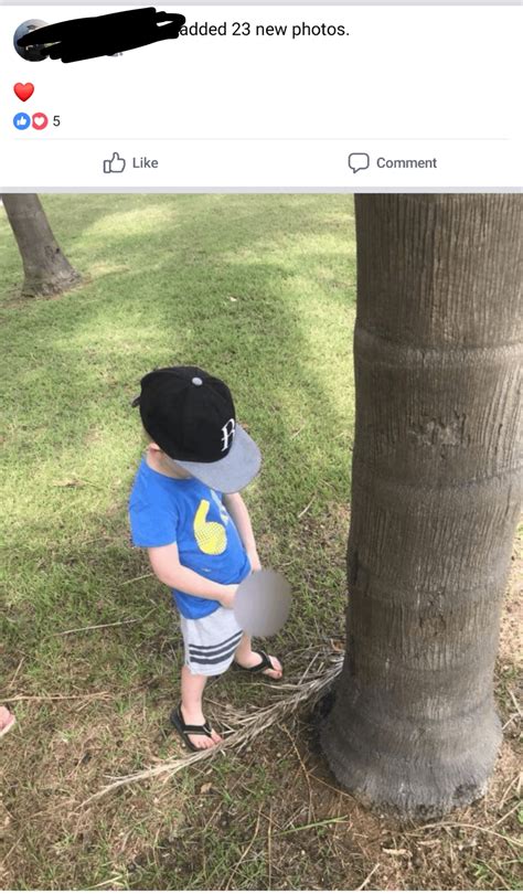 Facebook friend takes picture of her kid peeing on a tree instead of ...