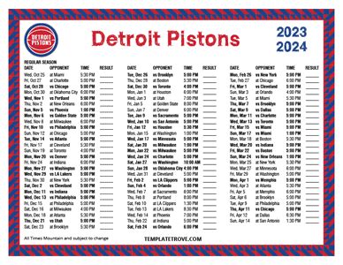 Printable 2023-2024 Detroit Pistons Schedule