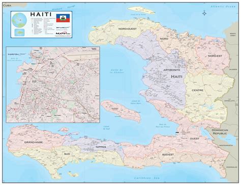 Haiti with Port-au-Prince Wall Map