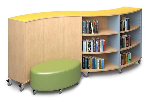 ColorScape® Mobile Freestanding Single-faced Curved Wood Library Shelving - http://www ...