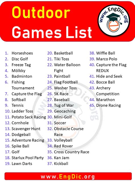 Outdoor Games List in English | List of outdoor games, Outdoor games adults, Outdoor games