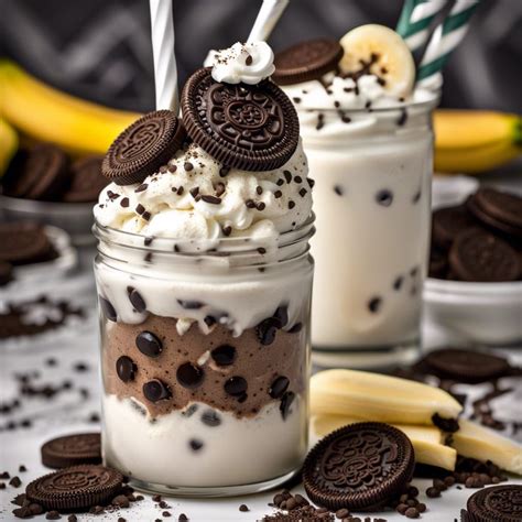 a banana and Oreo ice cream milkshake with a generous dollop of whipped ...