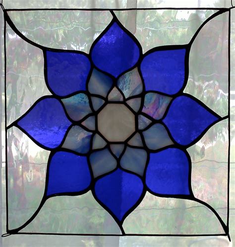 Blue Lotus Stained Glass Panel | Stained glass flowers, Stained glass ...