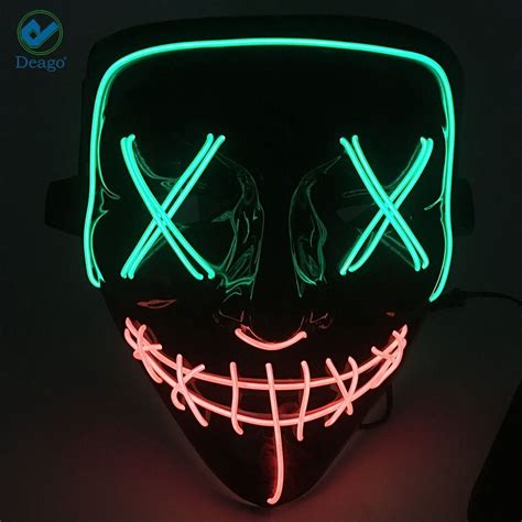 Deago Halloween Mask LED Light Up EL Wire Cosplay Glowing Mask The ...