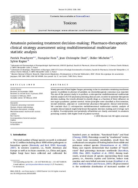 (PDF) Amatoxin poisoning treatment decision-making: Pharmaco-therapeutic clinical strategy ...