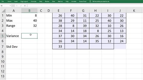 Calculate Variance and Standard Deviation in Excel | Sample ...