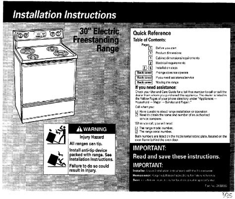 Whirlpool 30'' Electric Freestanding Range Ranges Installation ...