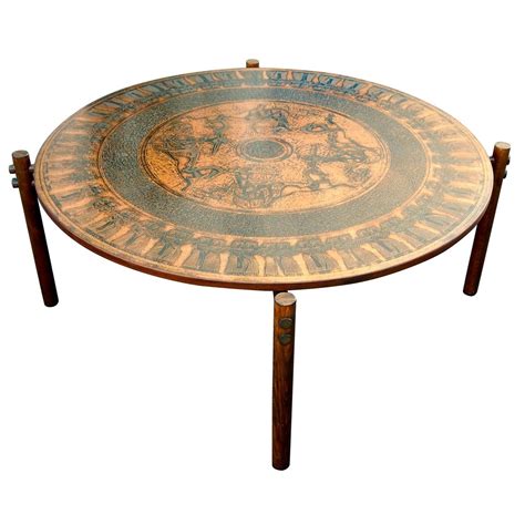 Stamped Copper Egyptian Themed Coffee Table, Norway, 1960 | Norwegian furniture, Coffee table, Table