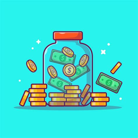 Jar With Coin And Money Cartoon Vector Icon Illustration. Finance ...