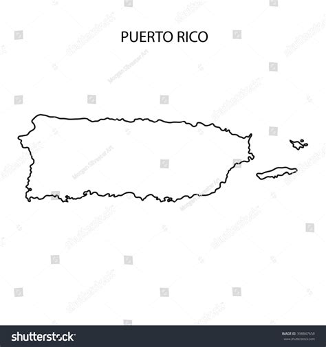 Puerto Rico Map Outline Stock Photo 398847658 : Shutterstock