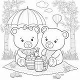 Teddy Bear Picnic Coloring Page sketch template