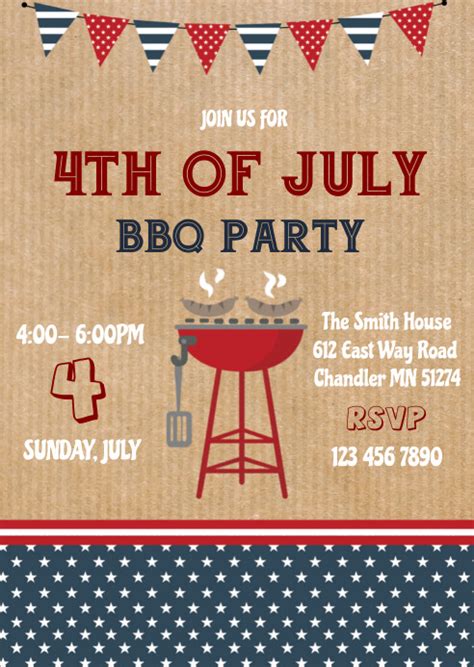 4th of July bbq party invitation Template | PosterMyWall