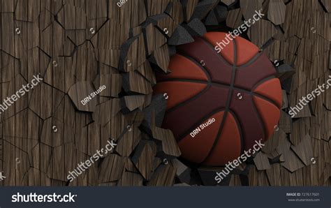 Basketball Ball On Cracked Wall 3d Stock Illustration 727617601 ...