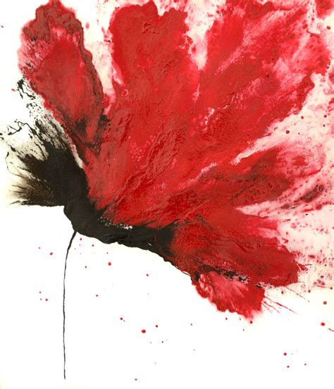 Red Flower Art Painting Original Floral Abstract Home Wall Decor - Acrylic on Cotton Ragg Paper ...