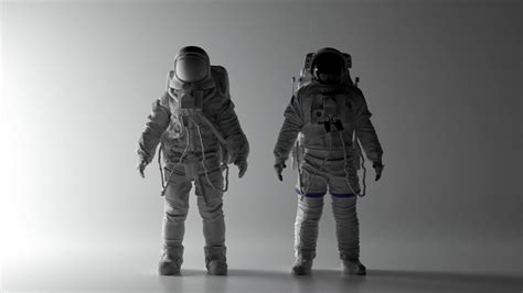 Two Astronauts In White Spacesuits Stand On Stock Footage SBV-347798515 ...