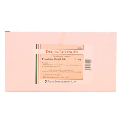 Dequa-Lozenges Dequalinium Chloride B.P. 0.25mg 100x10s - Alcare ...