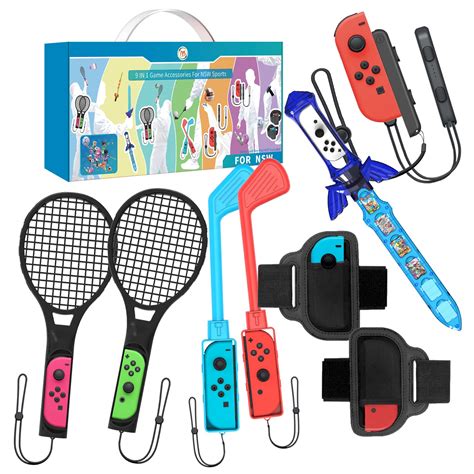 JDDWIN Switch Accessories Bundle:9 IN 1 Nintendo Switch Sports Game ...