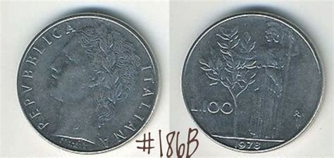 100 Lire Republica Italiana 1978 Vintage Coin. SHIPPING ONLY Repubblica Italiana and Laurel Tree ...