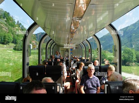 Switzerland - the Bernina Express train - Tirano to St Moritz line - a tourist observation ...