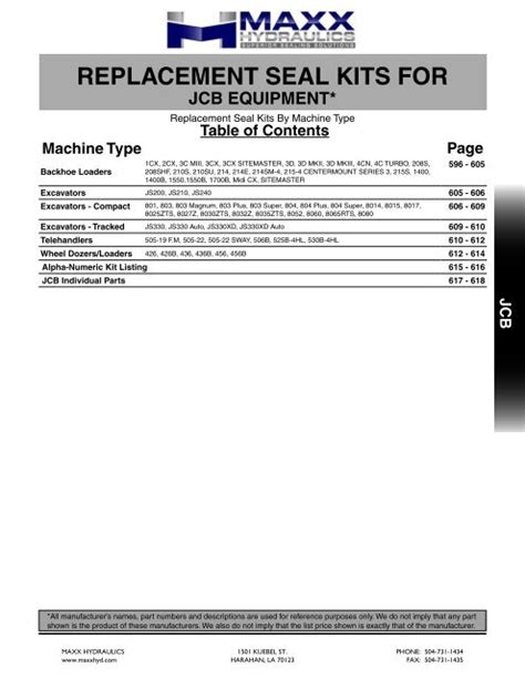 "J" HYDRAULIC CYLINDER SEAL KITS JCB, JLG, John Deere ...