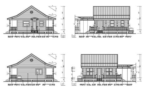 Elevation drawing of a house with detail dimension in dwg file