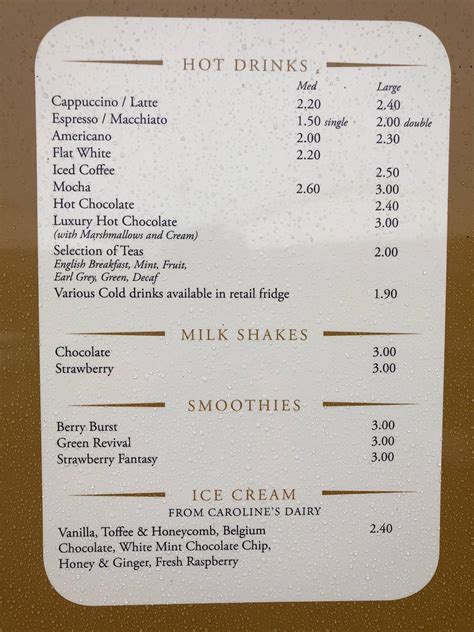 Menu at The Milk Churn cafe, Rudgwick