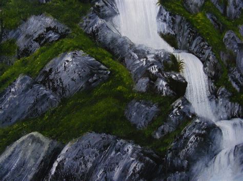 Original Landscape Oil Painting Rock Waterfall on Canvas - Etsy